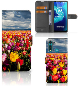 B2Ctelecom Telefoonhoesje met Tekst Motorola G8 Power Lite Wallet Book Case Moederdag Cadeau Tulpen