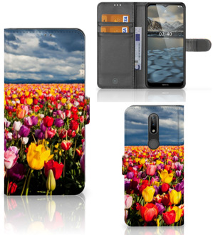 B2Ctelecom Telefoonhoesje met Tekst Nokia 2.4 Wallet Book Case Moederdag Cadeau Tulpen