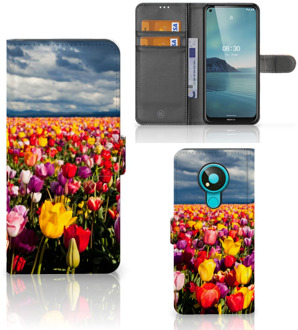 B2Ctelecom Telefoonhoesje met Tekst Nokia 3.4 Wallet Book Case Moederdag Cadeau Tulpen