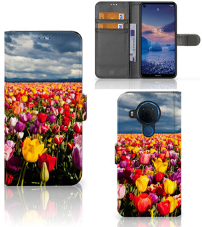 B2Ctelecom Telefoonhoesje met Tekst Nokia 5.4 Wallet Book Case Moederdag Cadeau Tulpen