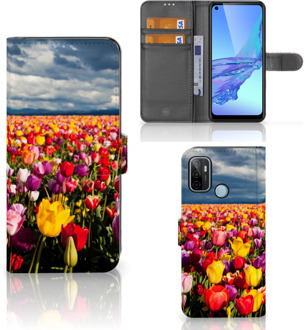 B2Ctelecom Telefoonhoesje met Tekst OPPO A53 | OPPO A53s Wallet Book Case Moederdag Cadeau Tulpen