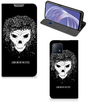 B2Ctelecom Telefoonhoesje met Tekst OPPO A73 5G Bookstyle Case Skull Hair