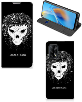 B2Ctelecom Telefoonhoesje met Tekst OPPO A74 4G Bookstyle Case Skull Hair