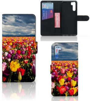 B2Ctelecom Telefoonhoesje met Tekst OPPO A91 | Reno3 Wallet Book Case Moederdag Cadeau Tulpen