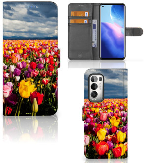 B2Ctelecom Telefoonhoesje met Tekst OPPO Find X3 Neo 5G Wallet Book Case Moederdag Cadeau Tulpen