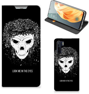 B2Ctelecom Telefoonhoesje met Tekst OPPO Reno3 | A91 Bookstyle Case Skull Hair