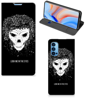 B2Ctelecom Telefoonhoesje met Tekst OPPO Reno4 Pro 5G Bookstyle Case Skull Hair