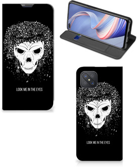 B2Ctelecom Telefoonhoesje met Tekst OPPO Reno4 Z 5G Bookstyle Case Skull Hair