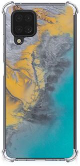 B2Ctelecom Telefoonhoesje met tekst Samsung Galaxy A12 Telefoon Hoesje met doorzichtige rand Marble Blue Gold