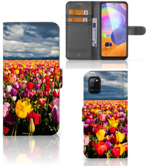 B2Ctelecom Telefoonhoesje met Tekst Samsung Galaxy A31 Wallet Book Case Moederdag Cadeau Tulpen