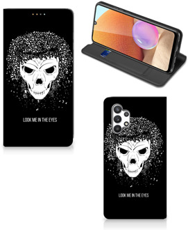 B2Ctelecom Telefoonhoesje met Tekst Samsung Galaxy A32 4G Bookstyle Case Skull Hair