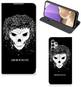 B2Ctelecom Telefoonhoesje met Tekst Samsung Galaxy A32 5G Bookstyle Case Skull Hair