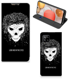 B2Ctelecom Telefoonhoesje met Tekst Samsung Galaxy A42 Bookstyle Case Skull Hair