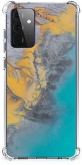 B2Ctelecom Telefoonhoesje met tekst Samsung Galaxy A72 4G/5G Telefoon Hoesje met doorzichtige rand Marble Blue Gold