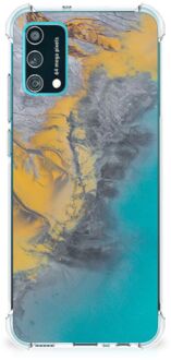 B2Ctelecom Telefoonhoesje met tekst Samsung Galaxy M02s | A02s Telefoon Hoesje met doorzichtige rand Marble Blue Gold