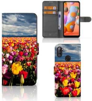 B2Ctelecom Telefoonhoesje met Tekst Samsung Galaxy M11 | A11 Wallet Book Case Moederdag Cadeau Tulpen