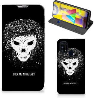 B2Ctelecom Telefoonhoesje met Tekst Samsung Galaxy M31 Bookstyle Case Skull Hair