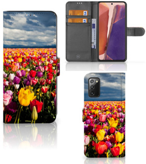 B2Ctelecom Telefoonhoesje met Tekst Samsung Galaxy Note 20 Wallet Book Case Moederdag Cadeau Tulpen