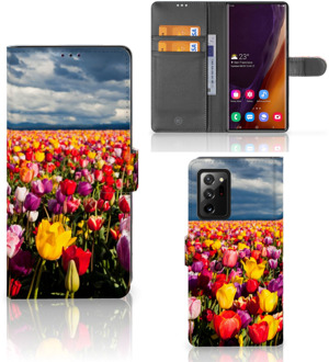 B2Ctelecom Telefoonhoesje met Tekst Samsung Galaxy Note20 Ultra Wallet Book Case Moederdag Cadeau Tulpen