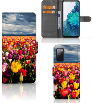 B2Ctelecom Telefoonhoesje met Tekst Samsung Galaxy S20FE Wallet Book Case Moederdag Cadeau Tulpen