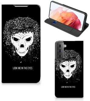 B2Ctelecom Telefoonhoesje met Tekst Samsung Galaxy S21 Bookstyle Case Skull Hair