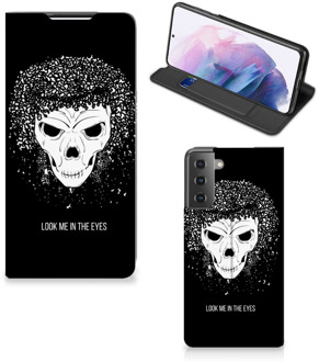 B2Ctelecom Telefoonhoesje met Tekst Samsung Galaxy S21 Plus Bookstyle Case Skull Hair