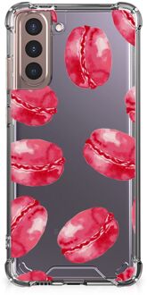 B2Ctelecom Telefoonhoesje met tekst Samsung Galaxy S21 Plus Telefoon Hoesje met doorzichtige rand Pink Macarons