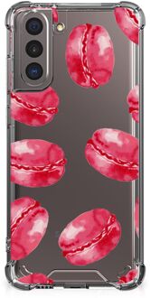 B2Ctelecom Telefoonhoesje met tekst Samsung Galaxy S21 Telefoon Hoesje met doorzichtige rand Pink Macarons