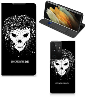 B2Ctelecom Telefoonhoesje met Tekst Samsung Galaxy S21 Ultra Bookstyle Case Skull Hair