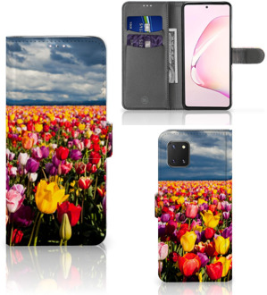 B2Ctelecom Telefoonhoesje met Tekst Samsung Note 10 Lite Wallet Book Case Moederdag Cadeau Tulpen