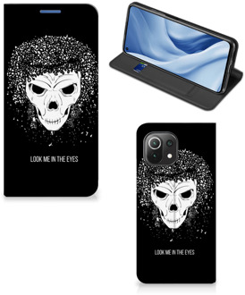 B2Ctelecom Telefoonhoesje met Tekst Xiaomi Mi 11 Lite Bookstyle Case Skull Hair