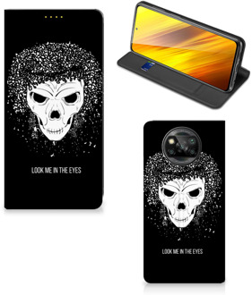 B2Ctelecom Telefoonhoesje met Tekst Xiaomi Poco X3 Bookstyle Case Skull Hair