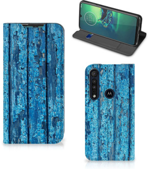 B2Ctelecom Telefoonhoesje Motorola G8 Plus Magnet Case Wood Blue