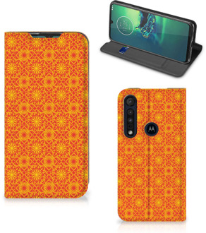 B2Ctelecom Telefoonhoesje Motorola G8 Plus Wallet Case Batik Orange