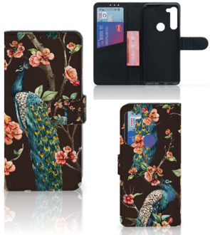 B2Ctelecom Telefoonhoesje Motorola G8 Power Flipcase Cover Pauw met Bloemen