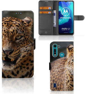 B2Ctelecom Telefoonhoesje Motorola G8 Power Lite Book Cover Cadeautjes voor Jongens Luipaard