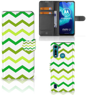 B2Ctelecom Telefoonhoesje Motorola G8 Power Lite Flip Case Zigzag Groen