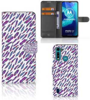 B2Ctelecom Telefoonhoesje Motorola G8 Power Lite Flip Cover Feathers Color