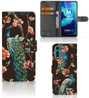 B2Ctelecom Telefoonhoesje Motorola G8 Power Lite Flipcase Cover Pauw met Bloemen