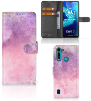 B2Ctelecom Telefoonhoesje Motorola G8 Power Lite Flipcase Pink Purple Paint