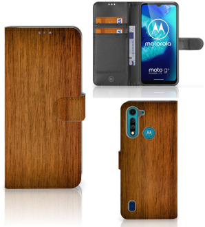 B2Ctelecom Telefoonhoesje Motorola G8 Power Lite Wallet Book Case Donker Hout