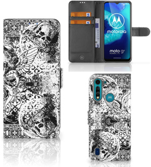 B2Ctelecom Telefoonhoesje Motorola G8 Power Lite Wallet Book Case Skulls Angel