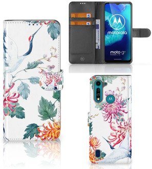 B2Ctelecom Telefoonhoesje Motorola G8 Power Lite Wallet Bookcase Bird Flowers