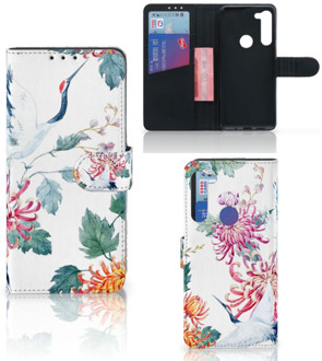 B2Ctelecom Telefoonhoesje Motorola G8 Power Wallet Bookcase Bird Flowers