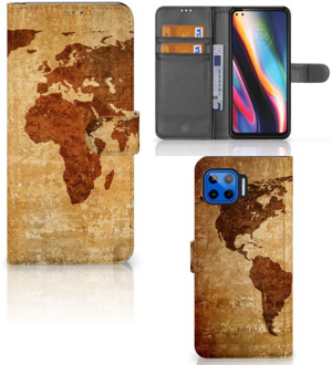 B2Ctelecom Telefoonhoesje Motorola Moto G 5G Plus Wallet Bookcase Wereldkaart