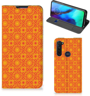 B2Ctelecom Telefoonhoesje Motorola Moto G Pro Wallet Case Batik Orange