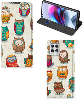 B2Ctelecom Telefoonhoesje Motorola Moto G100 Bookcover Vrolijke Uilen