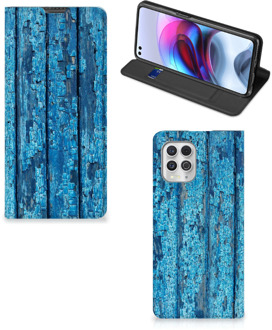 B2Ctelecom Telefoonhoesje Motorola Moto G100 Magnet Case Wood Blue