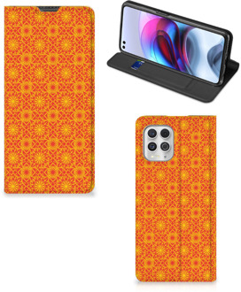 B2Ctelecom Telefoonhoesje Motorola Moto G100 Wallet Case Batik Orange