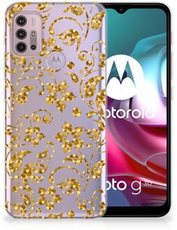 B2Ctelecom Telefoonhoesje Motorola Moto G30 | G10 Back Cover Siliconen Hoesje Gouden Bloemen